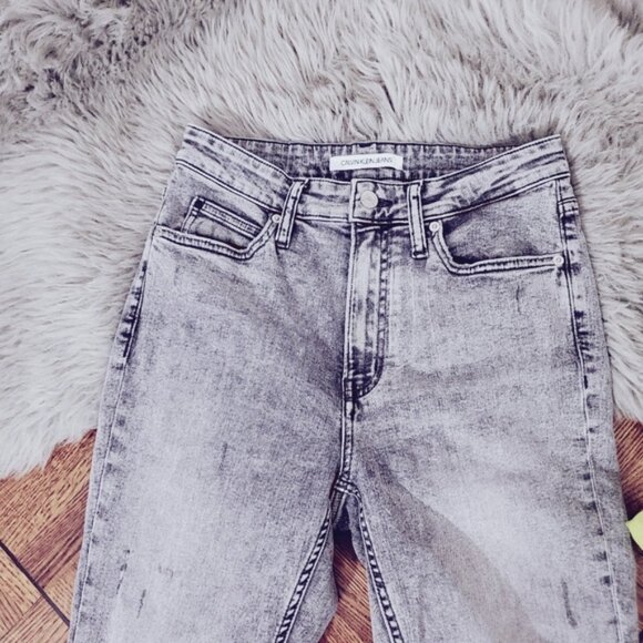 CALVIN KLEIN High Rise Skinny Modern Skinny Jeans- Black-Grey Stone Wash - Picture 12 of 16